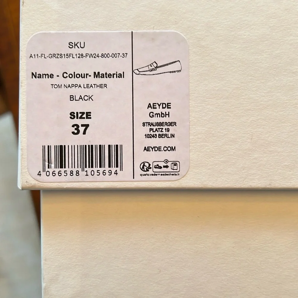 NIB Aeyde Tom Square Toe Calf Leather Black Penny Loafer - Picture 12 of 14